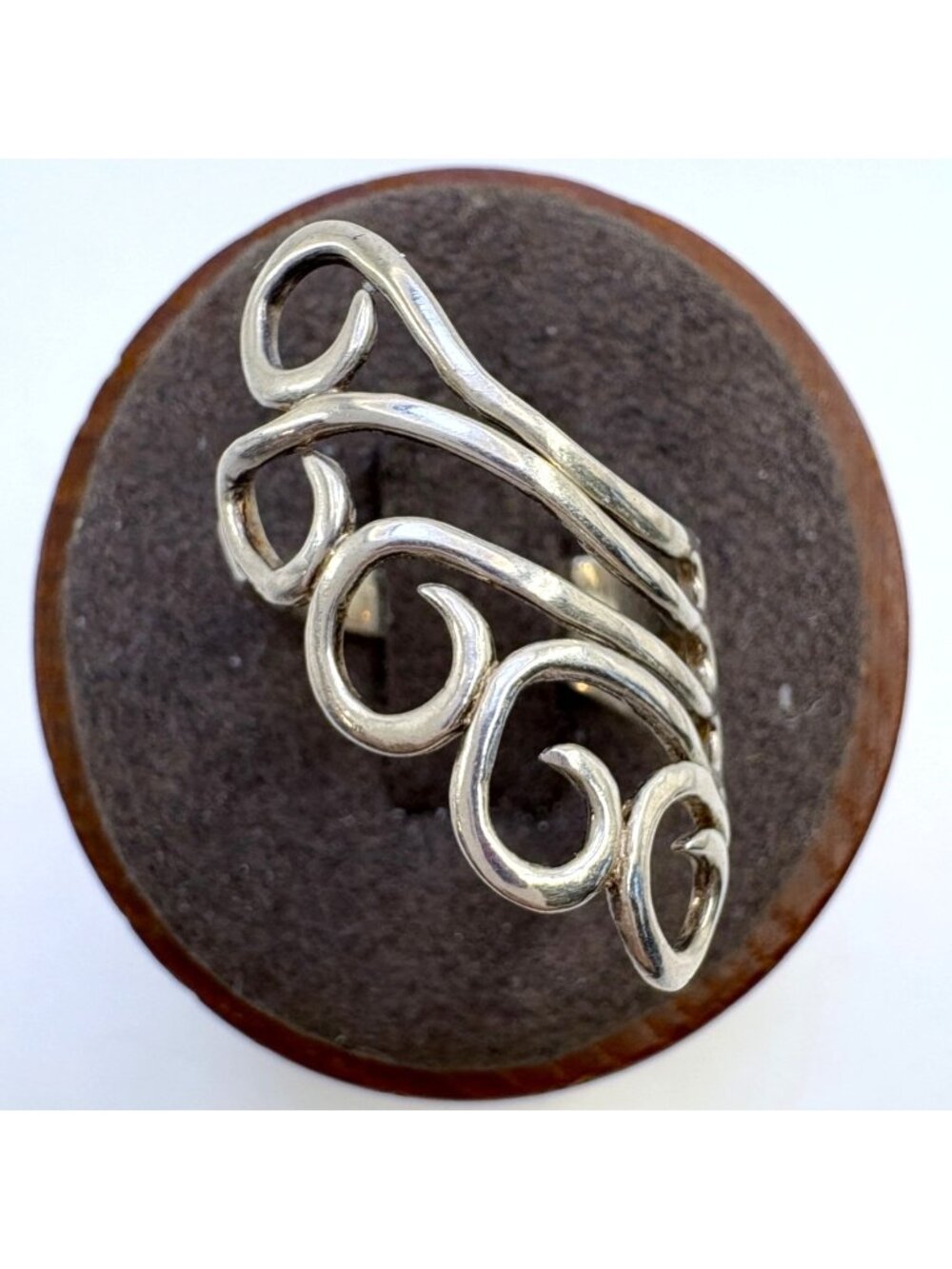 Scroll Design Statement Ring Sterling Silver 925 Size 6.5